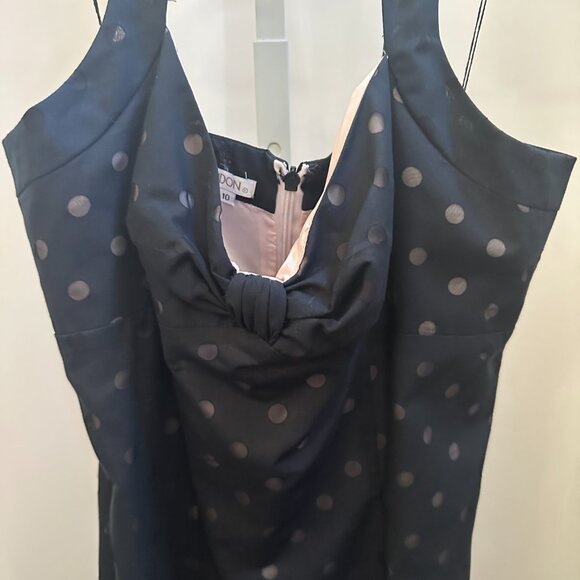 Maggy London Black Pink Polka Dot Lined Halter Dress Sz 10 - Picture 10 of 13
